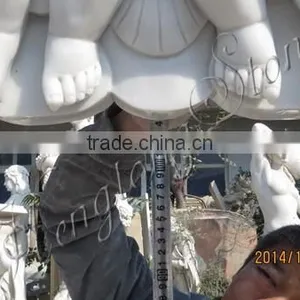 White Marble Fireplace Surround With Angel Statue thumbnail-4