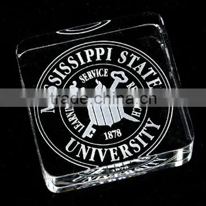 Solid Crystal Square Paperweight With Rounded Corners thumbnail-1