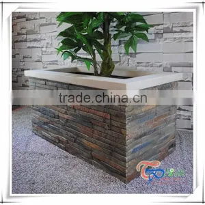 Fiberglass Stone Square Plant Container thumbnail-1