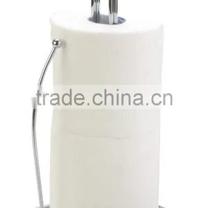 Freestanding Kitchen Use Metal Wire Tissue Paper Towel Holder Chrome thumbnail-2
