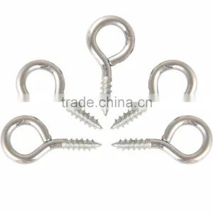 Silver Color Zinc Plated Metal Cup Hooks Eye Shape Screw Hooks Self-tapping Screws Hooks Ring thumbnail-3
