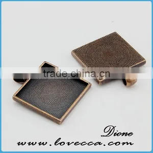 Flat Square Glass Cabochon Pendant Tray,antique Bronze Metal Setting for Necklace Accessories thumbnail-1