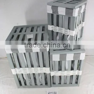 Wooden Sundries Storage Chest With Liner And Lid S/3 thumbnail-1