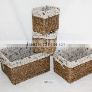 2014 Hot Sale Handmade High Quality Rushes And Corn Rope Woven Basket thumbnail-1