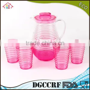 NBRSC Set of 5 Pieces Plastic ps Cold Water Jug Spiral Drinking Water Kettle Tea Pot Water Jug With Cups thumbnail-4