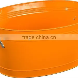 Vintage Large Capacity Galvanized Metal Oval Party Tub Ice Bucket Drink Beer Cooler thumbnail-4