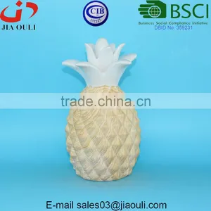 New Design Home and Garden Decorations Ceramic Pineapple With Wood Print Decor thumbnail-5