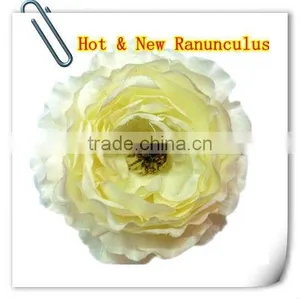4" Cream/ivory Artificial Ruffle Ranunculus Flower thumbnail-1