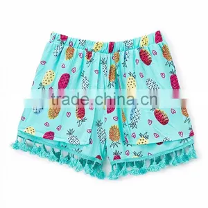 Hot Girls in Spandex Shorts Pics Mint Pineapple Tassel-Trim Shorts for Girls Summer Clothing Young Girls Model Panties Shorts thumbnail-2