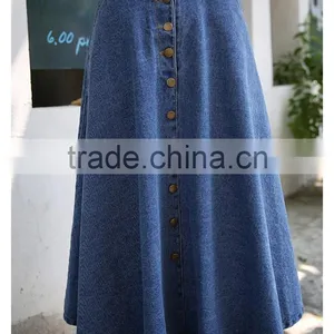 2017 New Fashion Ladies Long Denim Skirts Long Jeans Skirts thumbnail-4