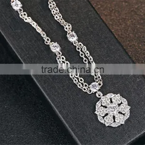 925 Silver Unique Chain Snowflake Diamond Pendant Necklace thumbnail-3