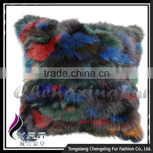 CX-D-107D Custom Made Patckwork Fox Fur Pillow Case Cushion Cover thumbnail-5