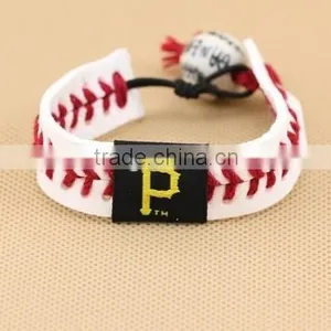 Baseball Leather Braided Bracelet, Handwoven Baseball Sports Leather Bracelet, Custom Logo Leather Bracelet for Promotion thumbnail-1