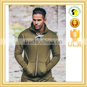 Custom Gym Tracksuit Top Khaki Gym Hoodie Slim Fit Hoodie Wholesale thumbnail-1