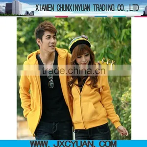 Fashion Hot Wholesale Zipper up Yellow Hoodies/sweatshirt Made in China for Importing thumbnail-1