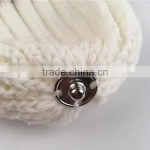 Myfur Bi-Color Black/White Genuine Raccoon Fur Pom Puff Wool Acrylic Ladies Beanie thumbnail-5