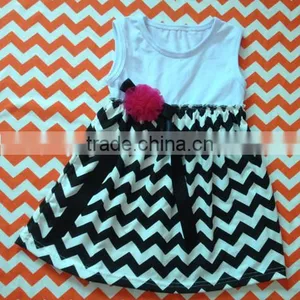 Little Kids Beautiful Model Dresses Girls Princess Dress Chevron Dress With Flower Ribbon Wholesale Baby Girls Party Clothes thumbnail-1