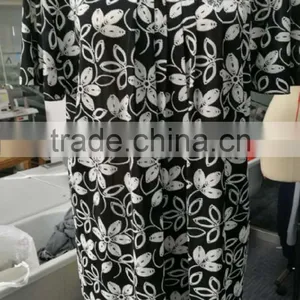 Hot ! Fashion Black and Grey Big Sleeve Floral Blouse for Middle Aged Women thumbnail-1