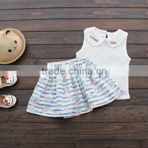 Wholesale Summer Cotton Printing Girls Shirt Dress Sleeveless thumbnail-2