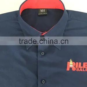 2017 Latest Contrast Casual Spread Collar Men's Shirt With Embroidery thumbnail-3