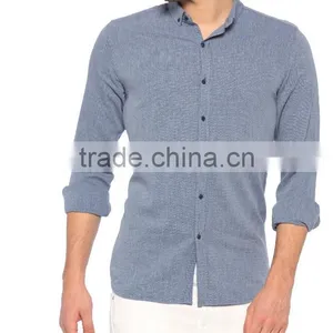 Indigo Solid Skinny Long Sleeve Buttoned Shirt thumbnail-1