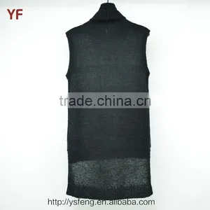 Fashion Short Front Back Long Sleeveless Winter Sweater Dress For Women thumbnail-2