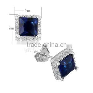 Fashion Jewelry Cubic Zirconia Micro Pave 925 Sterling Sliver Royal Blue Jewelry Set thumbnail-6