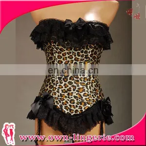 Leopard Printed Lace Corset With Hook Eye thumbnail-1