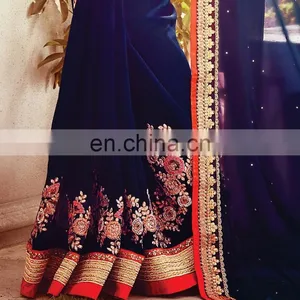 Latest Blue Color Indian Saree/Shari/Sari for Party Wear thumbnail-3