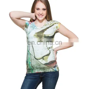 2015 Factory Direct Price Wholesale The Thinking Girl Print White T-shirt thumbnail-1