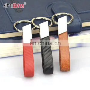 Custom Logo Metal and Leather Key Chain thumbnail-2