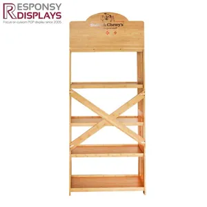 Hot Sale Customized 5 Layer Bamboo Floor Display Stand for Pet Products thumbnail-1