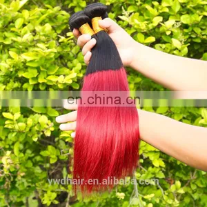 Ombre Brazilian Virgin Hair Straight Burgundy Brazilian Hair Weave Bundles thumbnail-1
