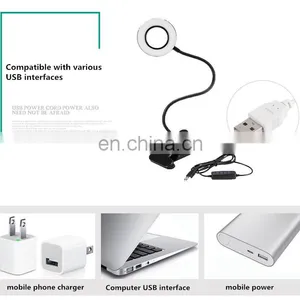 USB Powered Brightness Adjustable Eye Protection Learn Clip Black Table Lamp thumbnail-4