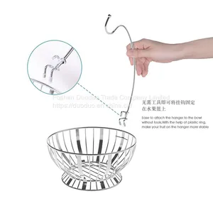 Steel Fruits Organiser Stand Rack Kitchen Iron Wire Banana Hanger Hanging Fruit Mesh Metal Basket thumbnail-3