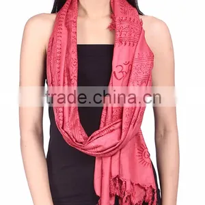 Stole Om Print Yoga Hindu Spiritual Rayon Dupatta Scarf Scarves Wholesale Amazon FBA Suplier thumbnail-4