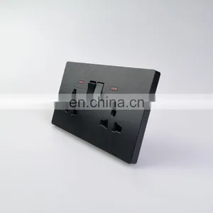 Hot Selling Senior Black Wall Socket Copper Electrical Accessories Power Indicator New Style Double Socket thumbnail-2