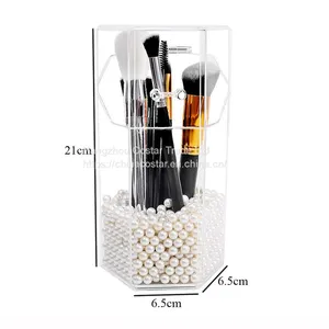 Hexagon Shaped Makeup Brush Holder Dustproof Comestic Brushes Organizer Storage thumbnail-5