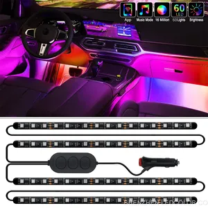Interior Car Lights Car Led Lights APP Control With Remote Music Sync Color Change RGB thumbnail-1