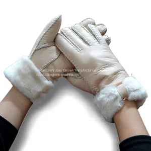 Winter Gloves Real Australia Sheepskin Ladies Sheepskin Leather Gloves for Women thumbnail-5