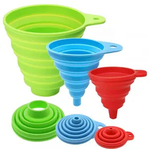 Collapsible Silicone Funnel Food Grade Portable Telescopic Kitchen Funnels for Liquid Powder Transfer Oil Water Bottle Filling thumbnail-2
