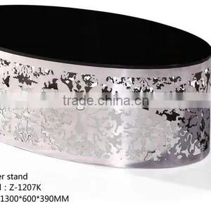 Oval Glass Stainless Steel Coffee Table thumbnail-1