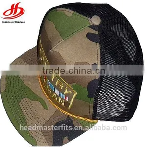 Custom Camo Embroidery Flat Brim Trucker Caps thumbnail-1