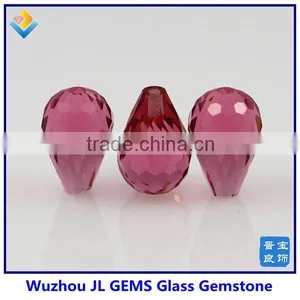 Synthetic Pink Teardrop Checker Cut Glass Gems Wholesale Beads thumbnail-1
