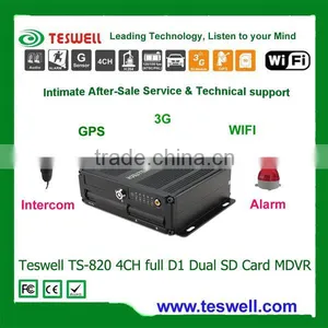 4ch 3G,GPS,WIFI Mdvr Dual SD Card Mobile Dvr for Taxi Surveillance System Solution thumbnail-1