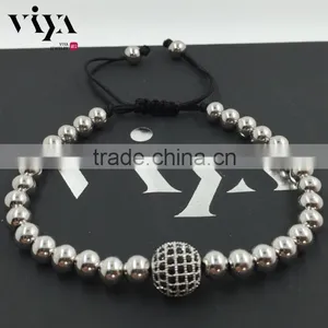 Newest Fashion Beads Man Wrap Bracelet and Braided Rope Round Beads Bracelet Jewelry thumbnail-5