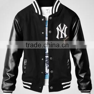 Customized Basball Jacket With Leather Sleeves thumbnail-1