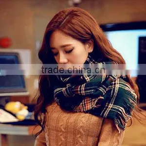 England Oversized Scarf Color Double-sided Plaid Scarf Tippet thumbnail-3