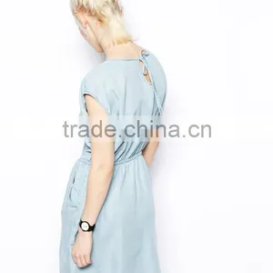 2015 Fashion Hot Girl Casual Loose Sleeveless Denim Round Neck Sexy Mini Summer Dress Quality Choice thumbnail-3