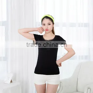 2015 Girls Seamless Fashion Short Sleeves With Lace on Front Neck thumbnail-1